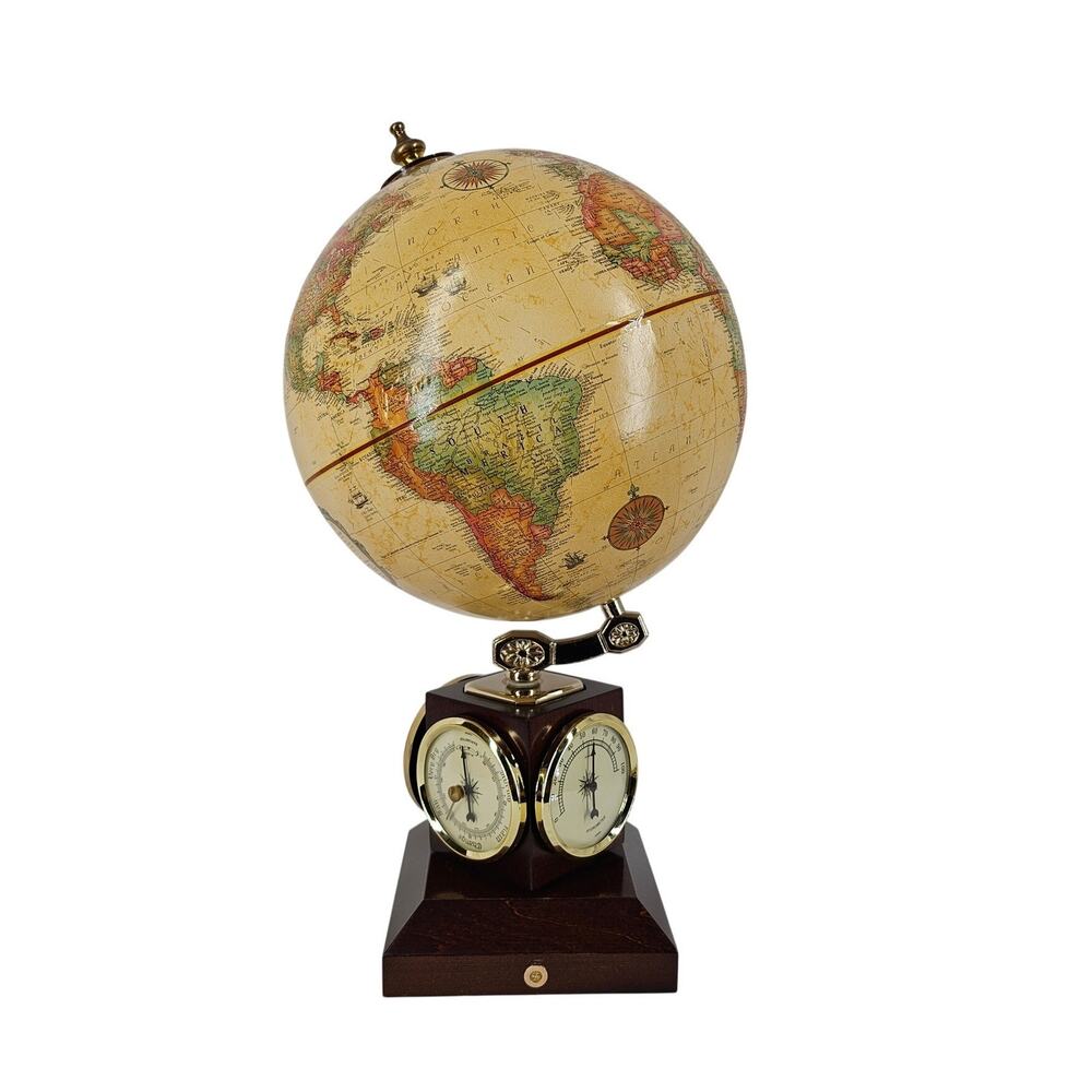 VINTAGE SBC REPLOGLE WEATHER WATCH GLOBE – 9" DESKTOP – OFF-WHITE ANTIQUE OCEAN